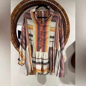 Striped Multicolor Button-Up Blouse